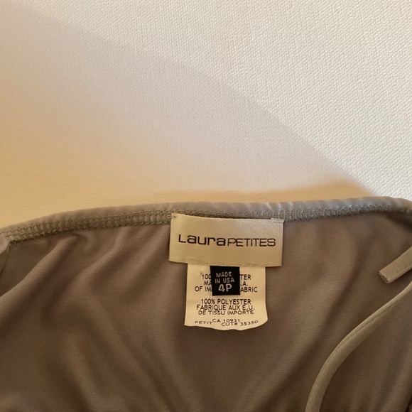 Silver Satin Party Dress with Sequin Waist and Plissé Skirt Size 4P - Picture 6 of 7